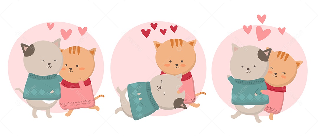 Casal de Gatos Ilustração Vetor EPS