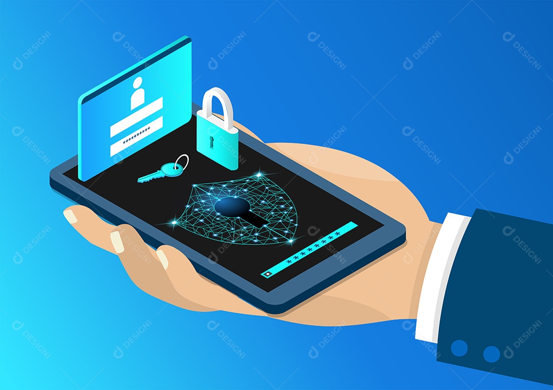 Segurança de Dados Digitais e Tecnologia Vetor EPS