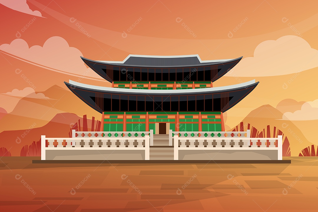 Gyeongbokgung Palace em Seul Vetor EPS