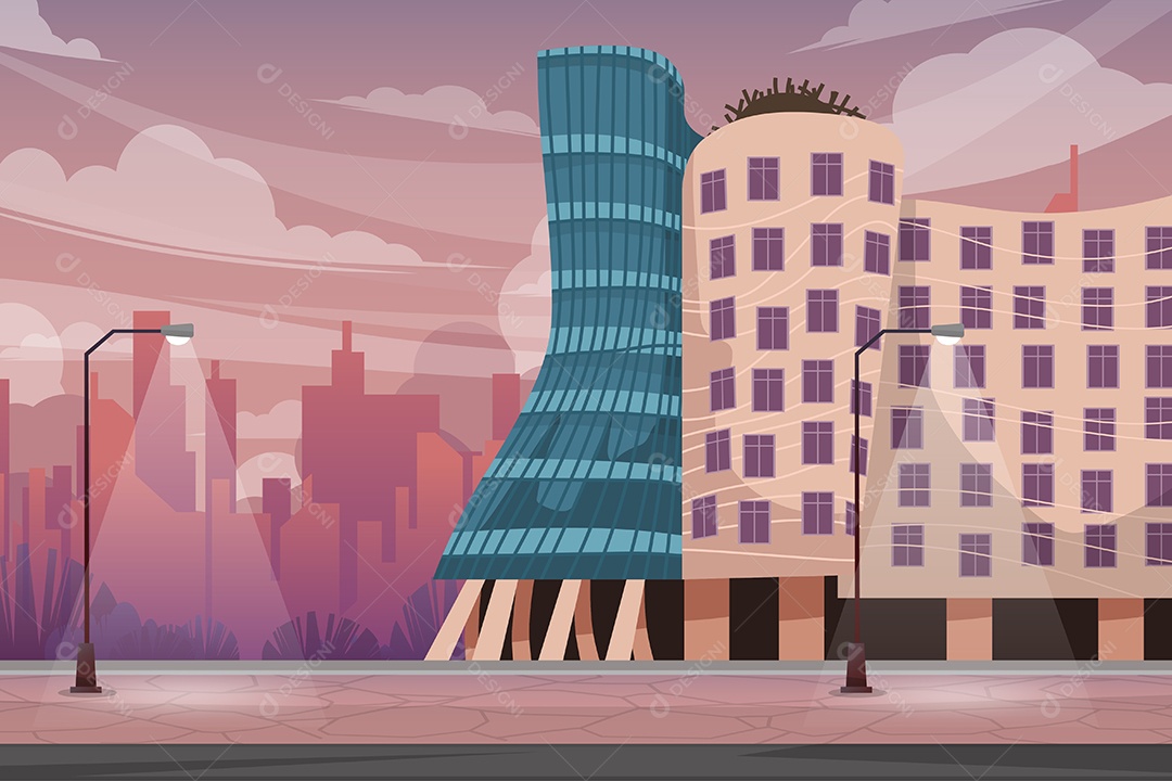 Paisagem Casa Dançante de Praga Vetor EPS