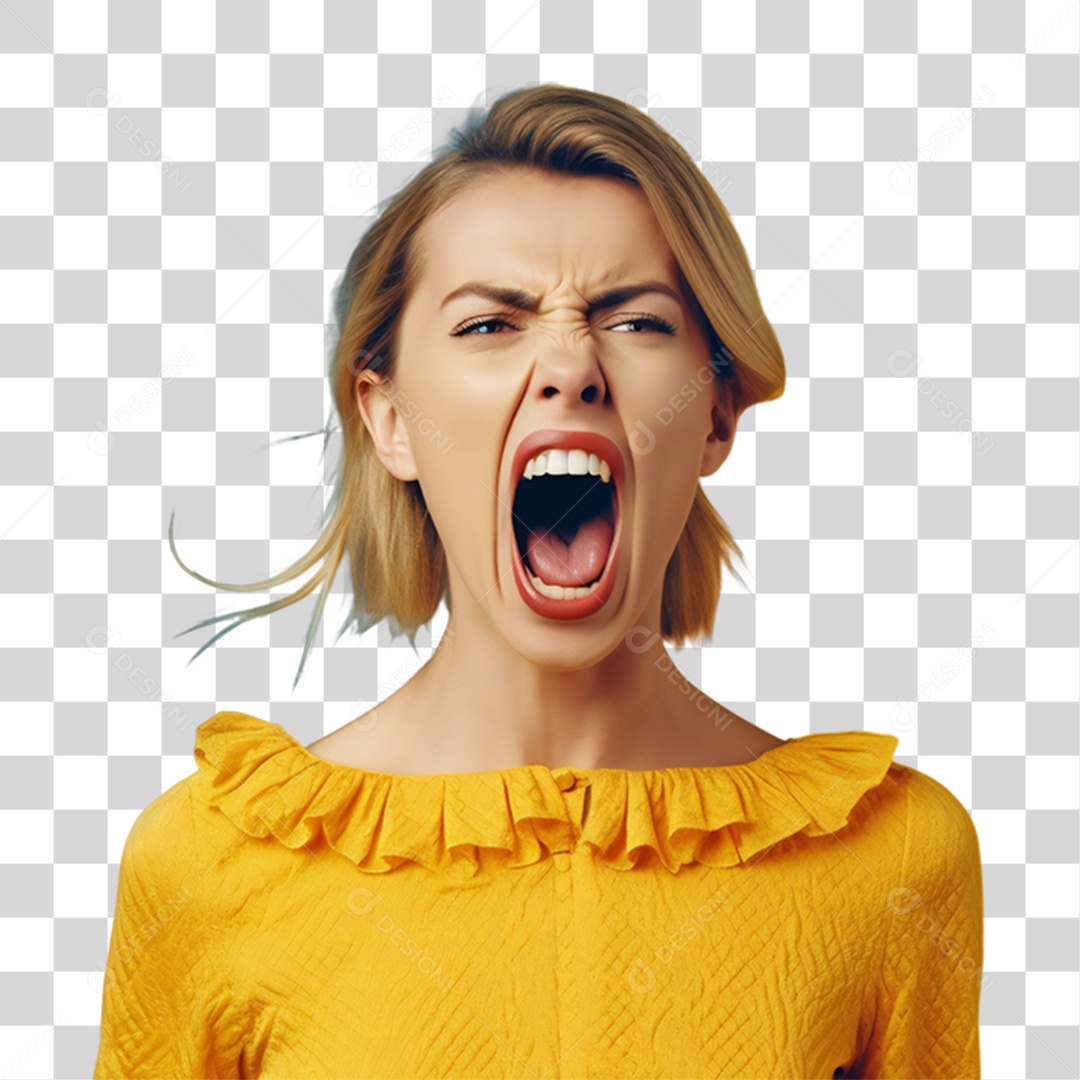 Mulher Nervosa Gritando PNG Transparente
