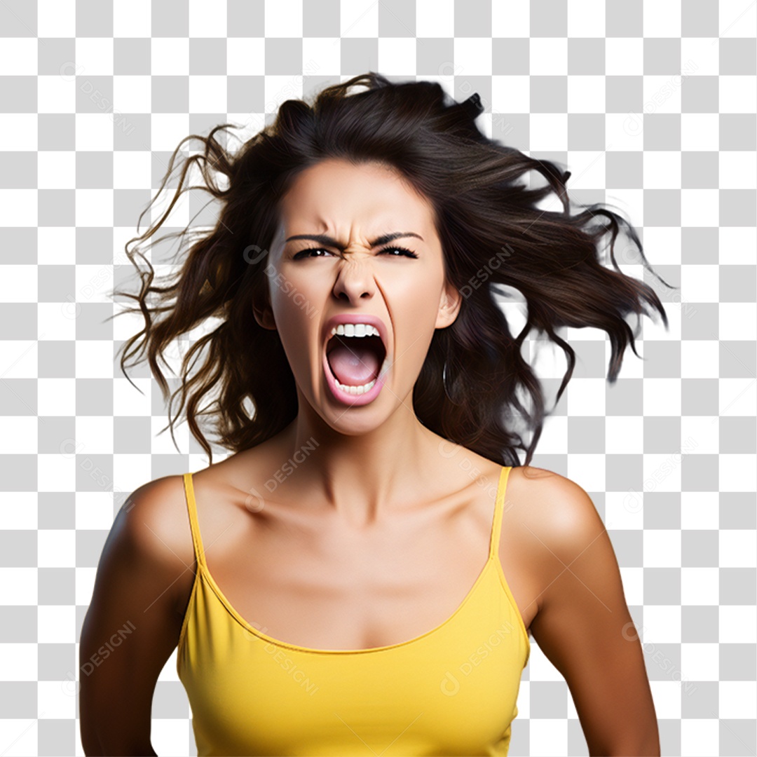 Mulher Nervosa Gritando PNG Transparente