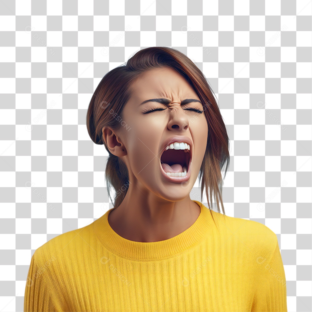Mulher Nervosa Gritando PNG Transparente