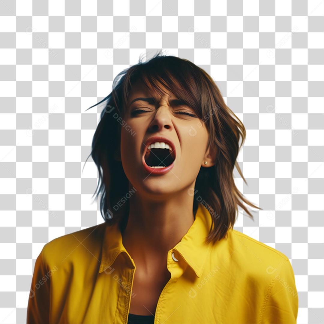 Mulher Nervosa Gritando PNG Transparente
