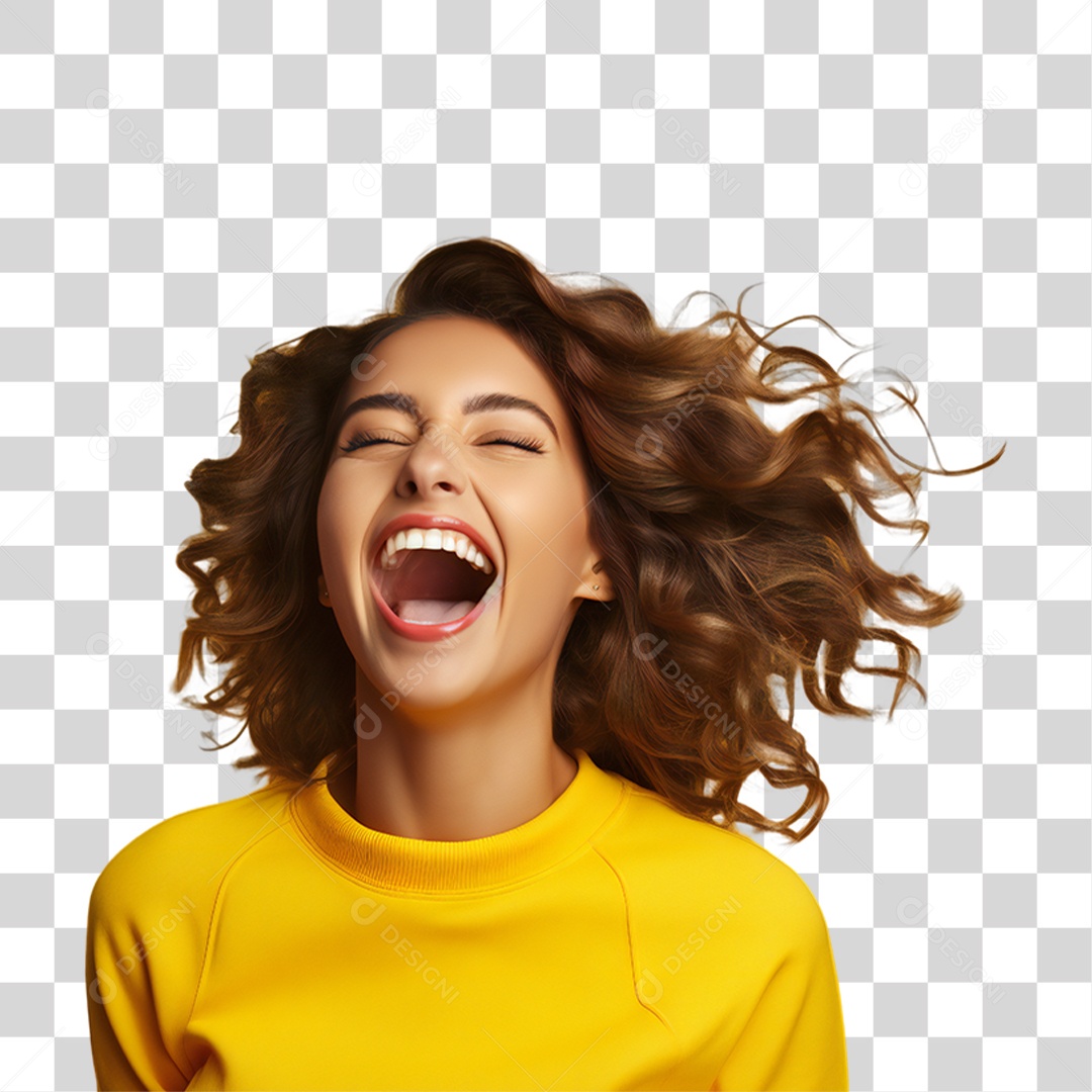 Mulher Feliz Sorrindo PNG Transparente