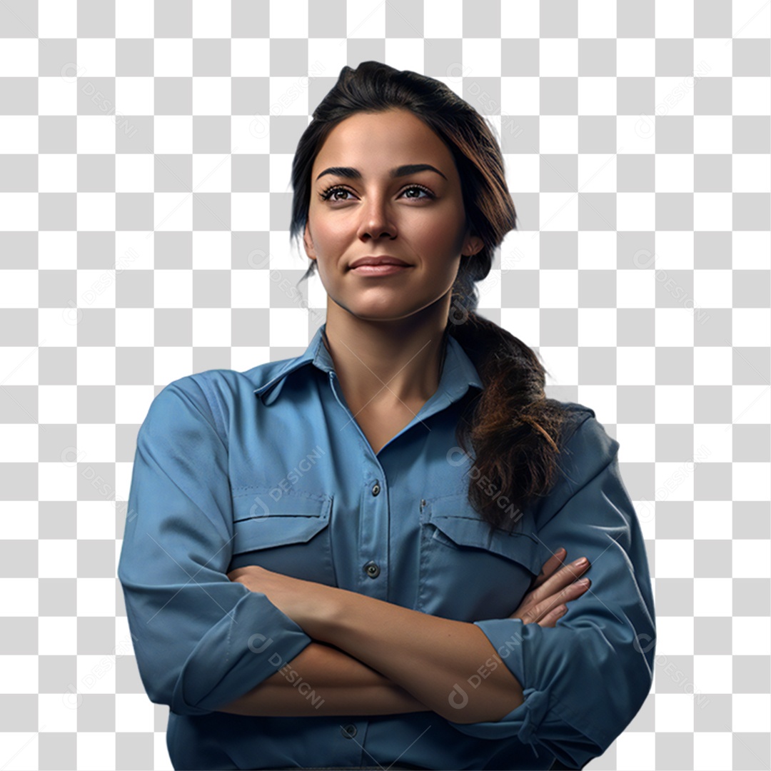 Mulher Vestida em jaleco de Mecânica PNG Transparente