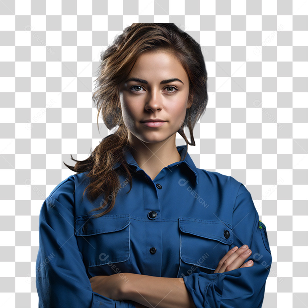 Mulher Vestida em jaleco de Mecânica PNG Transparente