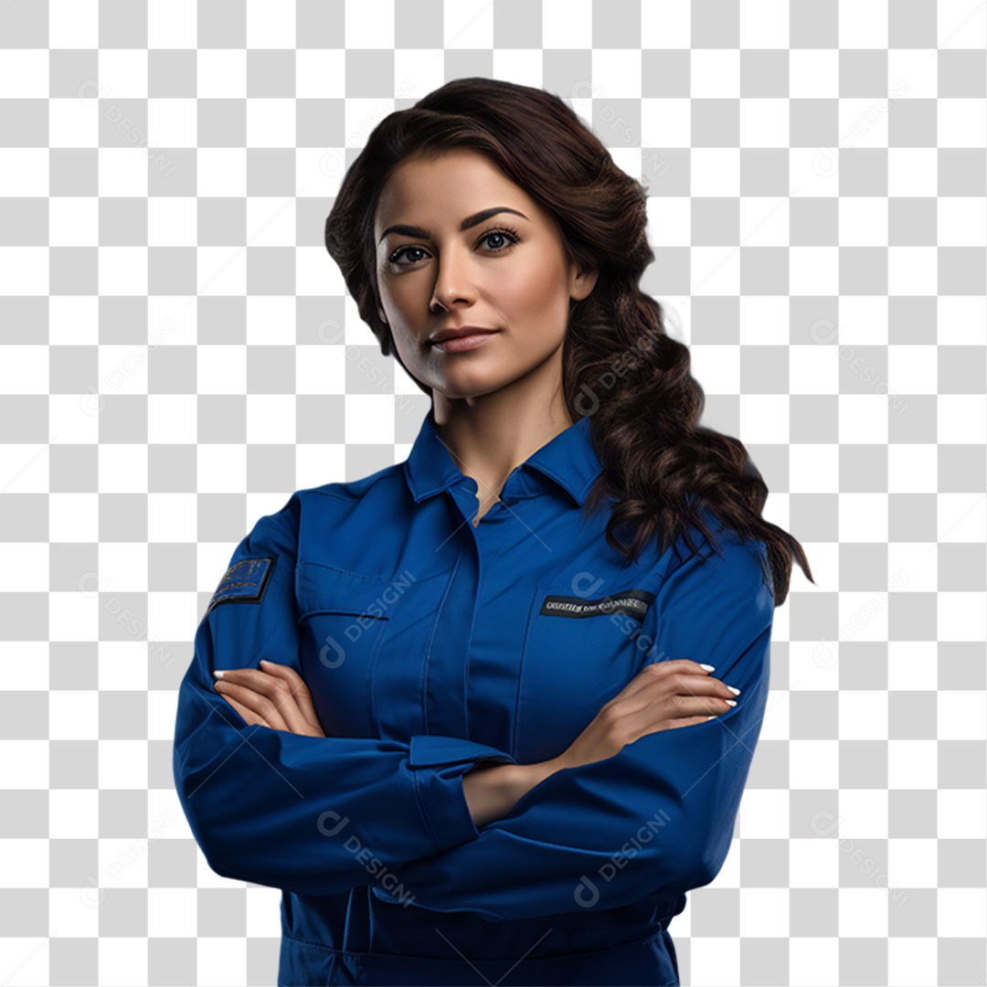 Mulher Vestida em jaleco de Mecânica PNG Transparente