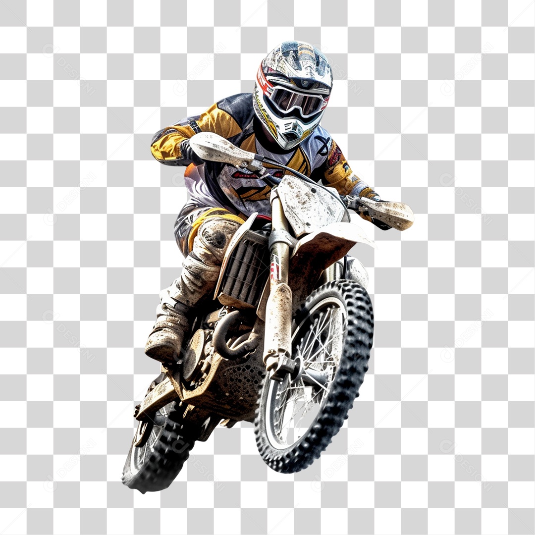 Piloto em Corrida de Motocross PNG Transparente
