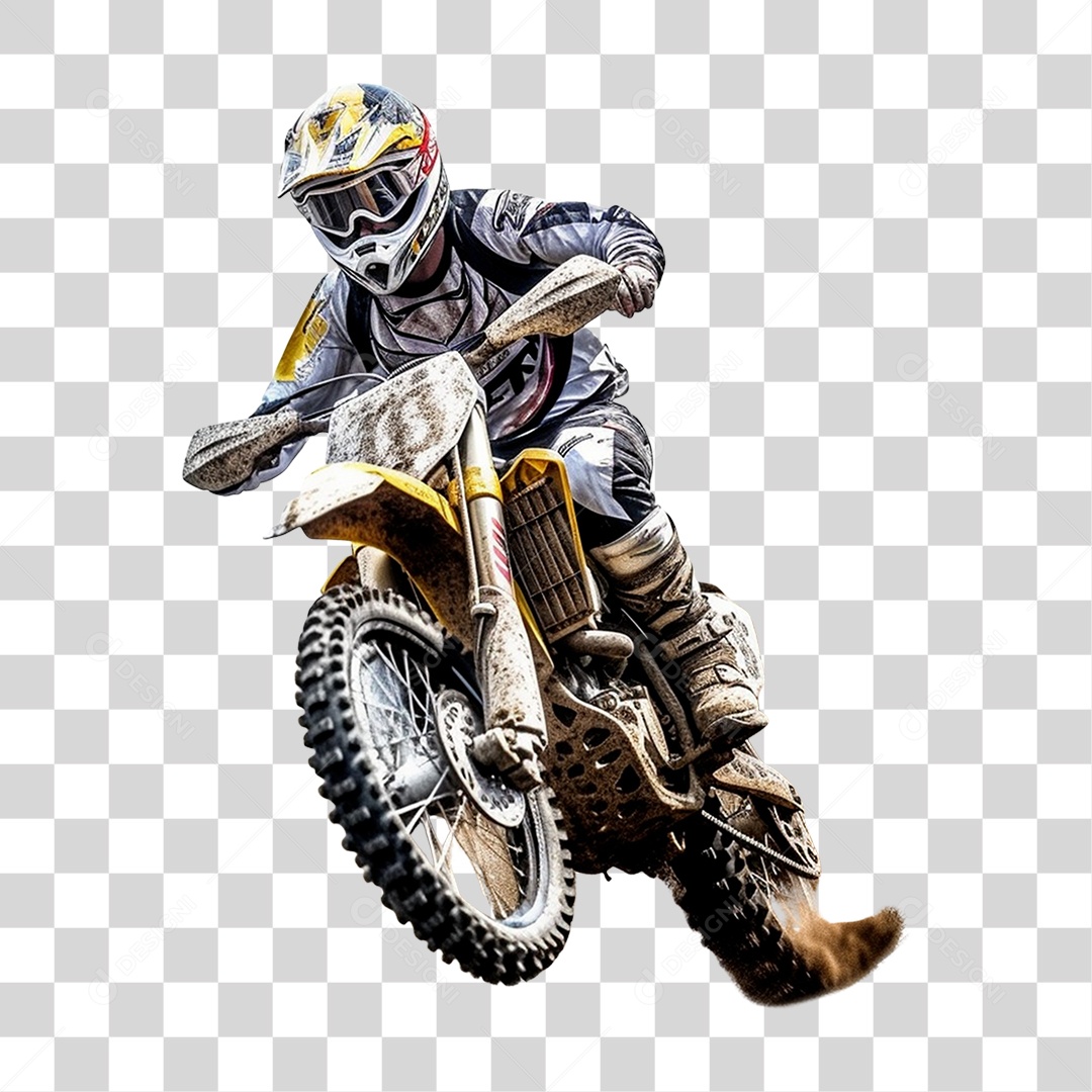 Piloto em Corrida de Motocross PNG Transparente