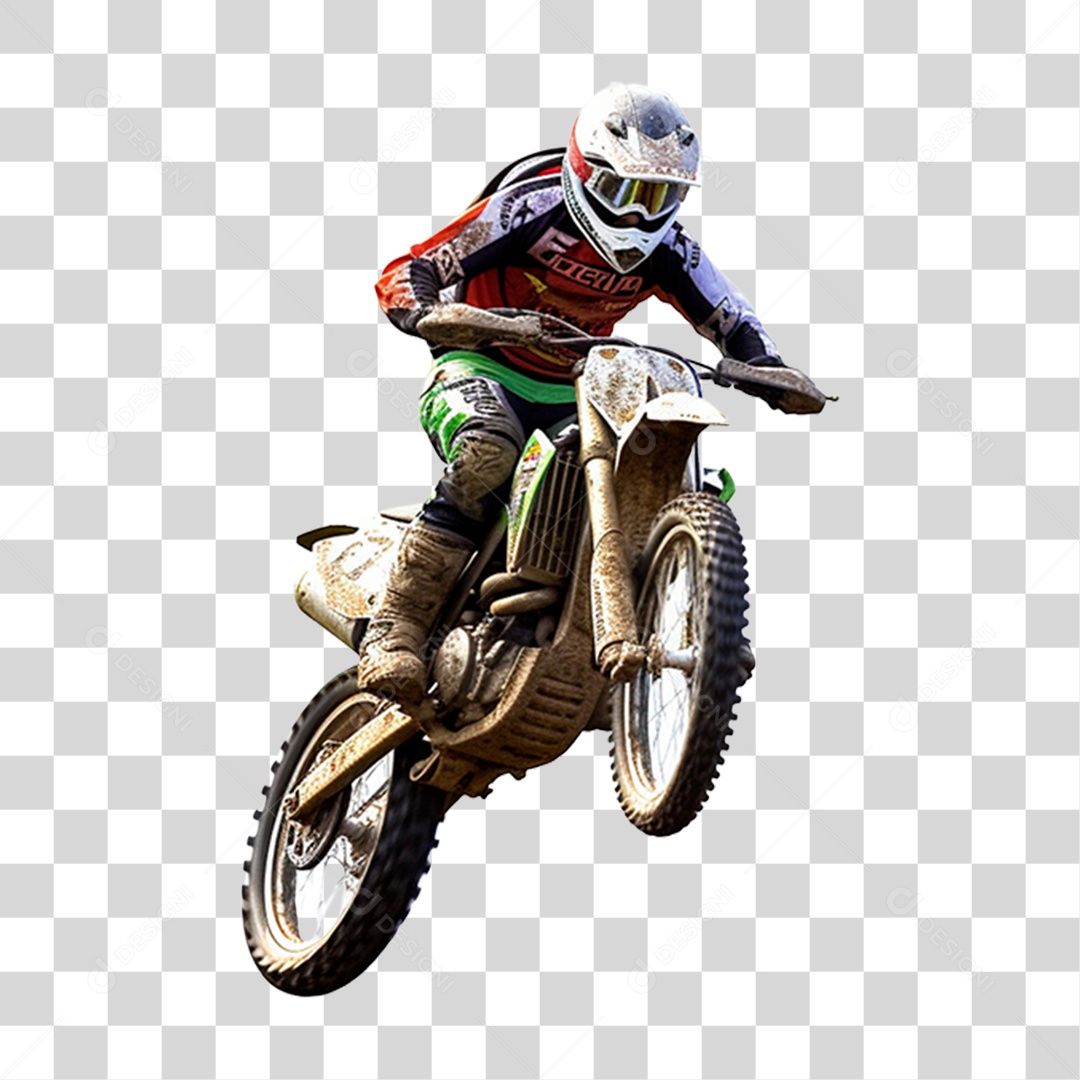 Piloto em Corrida de Motocross PNG Transparente