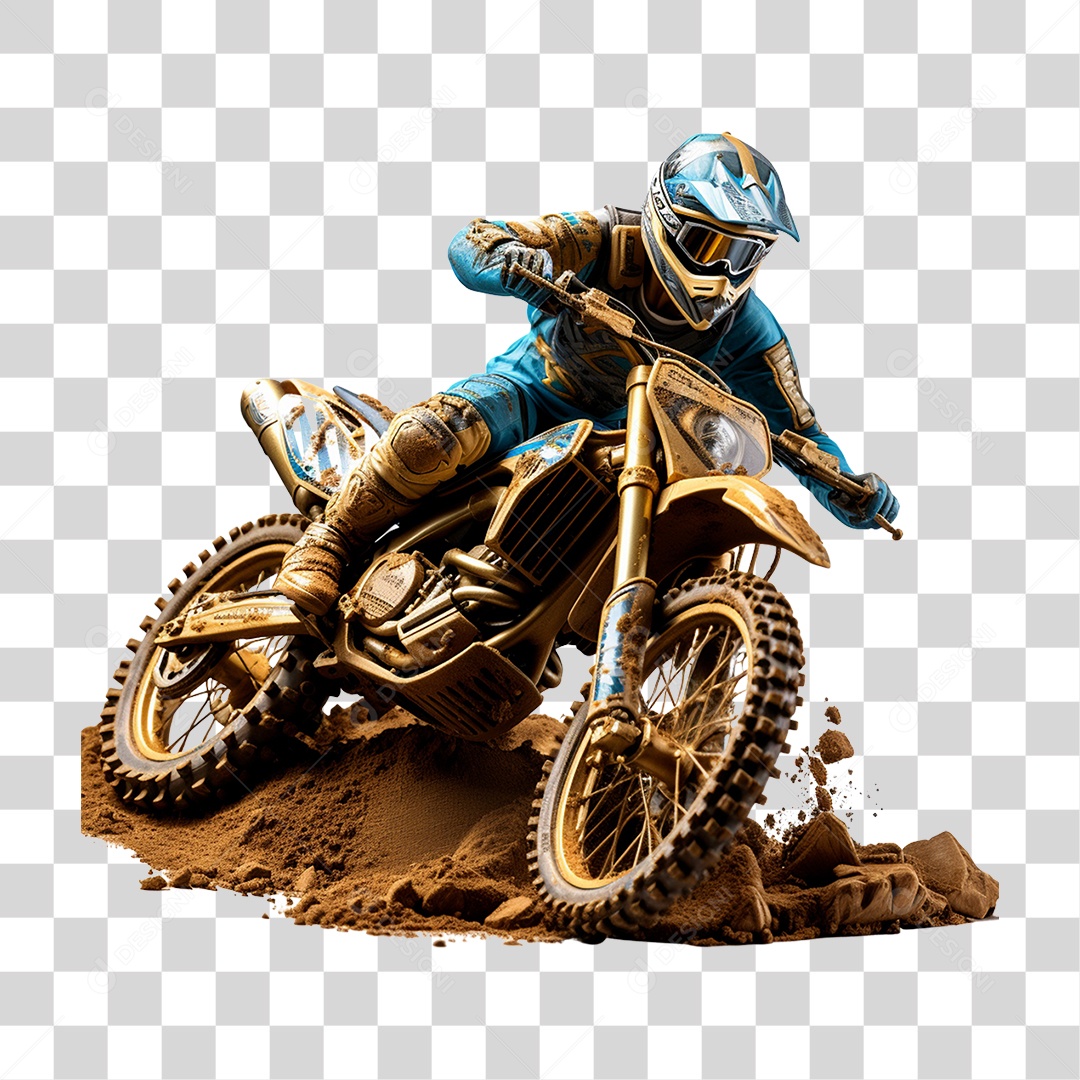 Piloto em Corrida de Motocross PNG Transparente