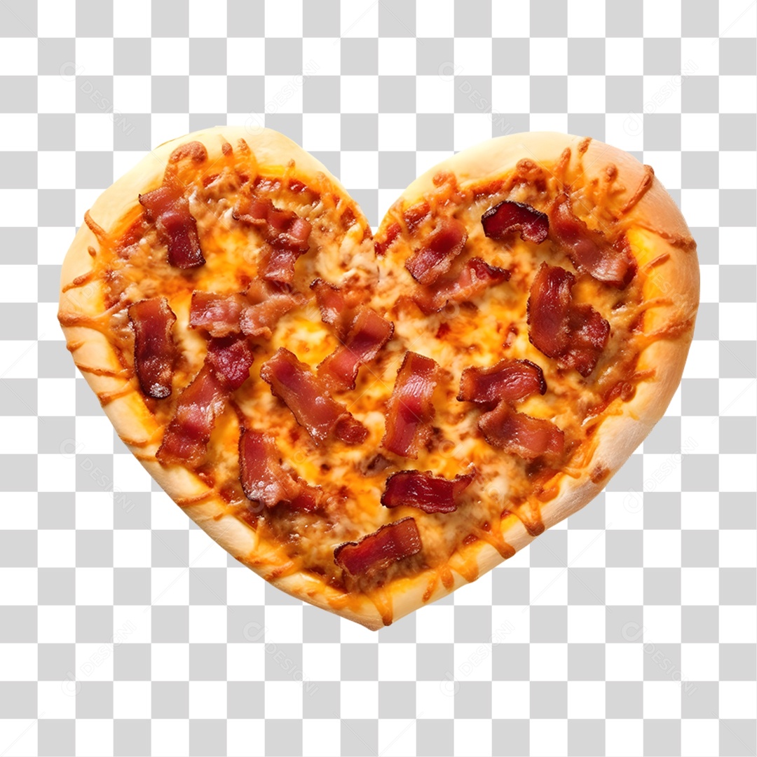 Pizza em Forma de Coração PNG Transparente