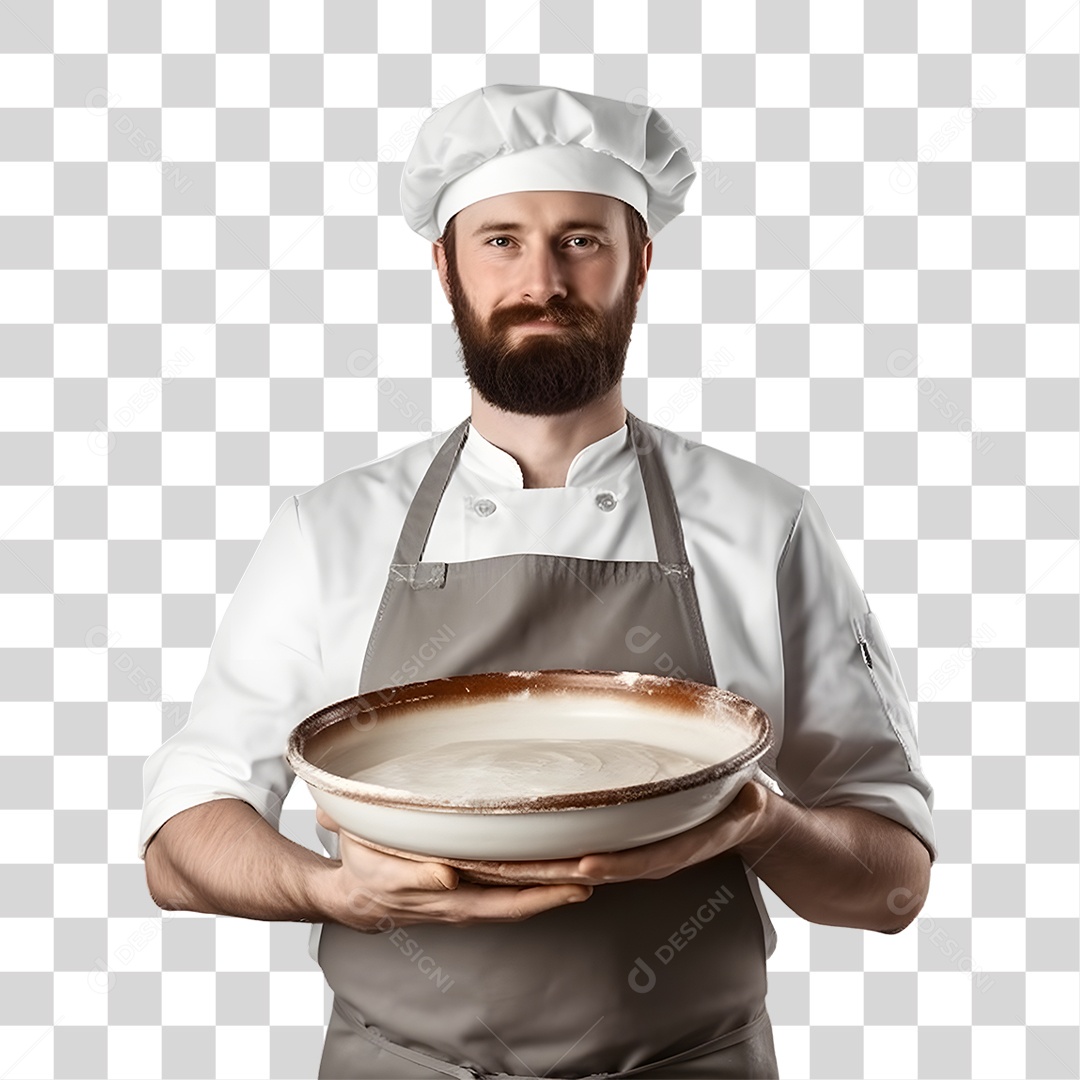 Pizzaiolo Segurando Massa de Pizza PNG Transparente