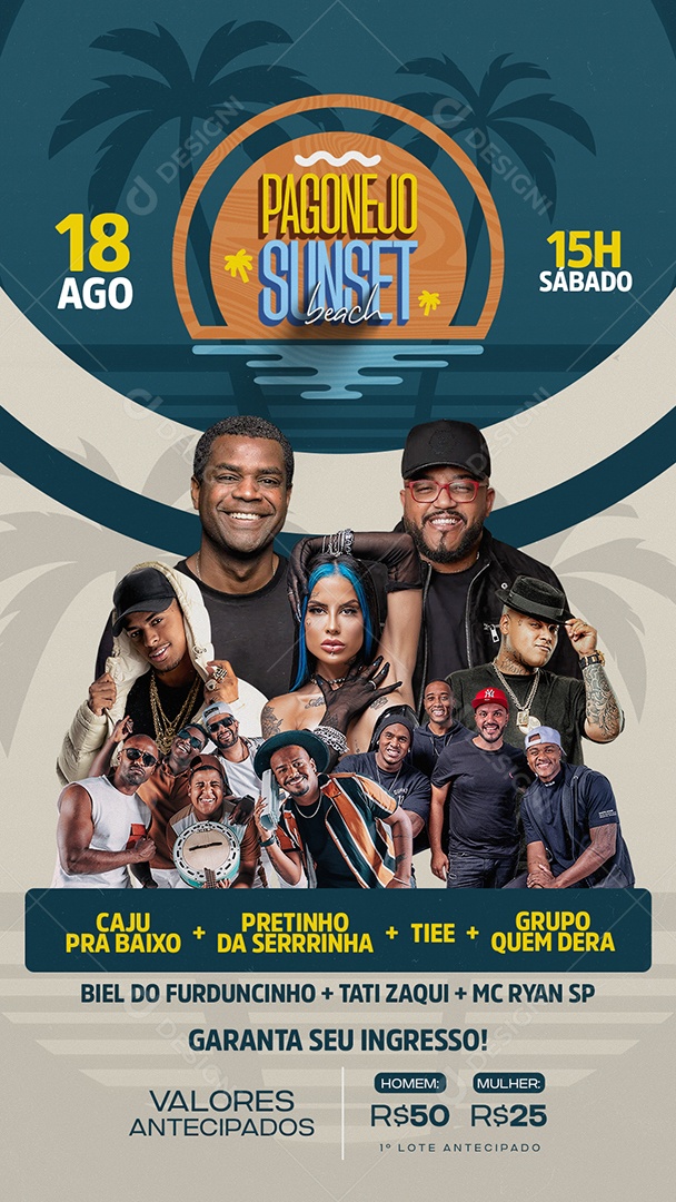 Story Pagonejo Sunset Flyer Social Media PSD Editável