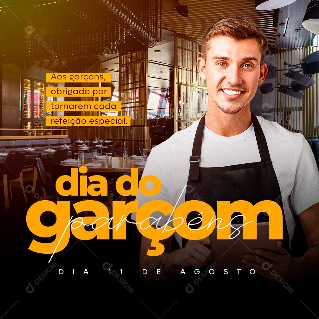 Dia Do Garçom Social Media PSD Editável