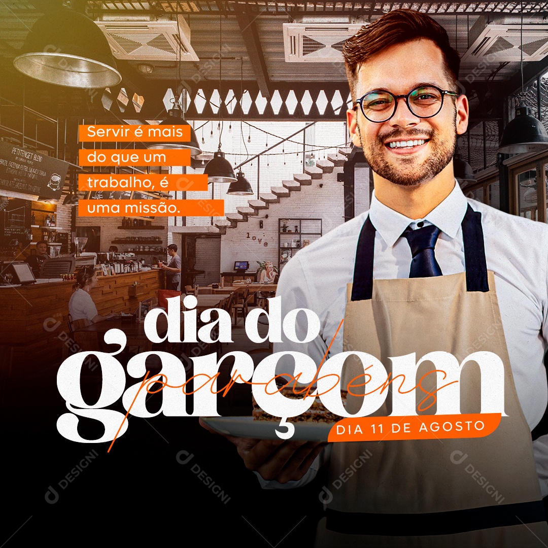 Dia Do Garçom Social Media PSD Editável