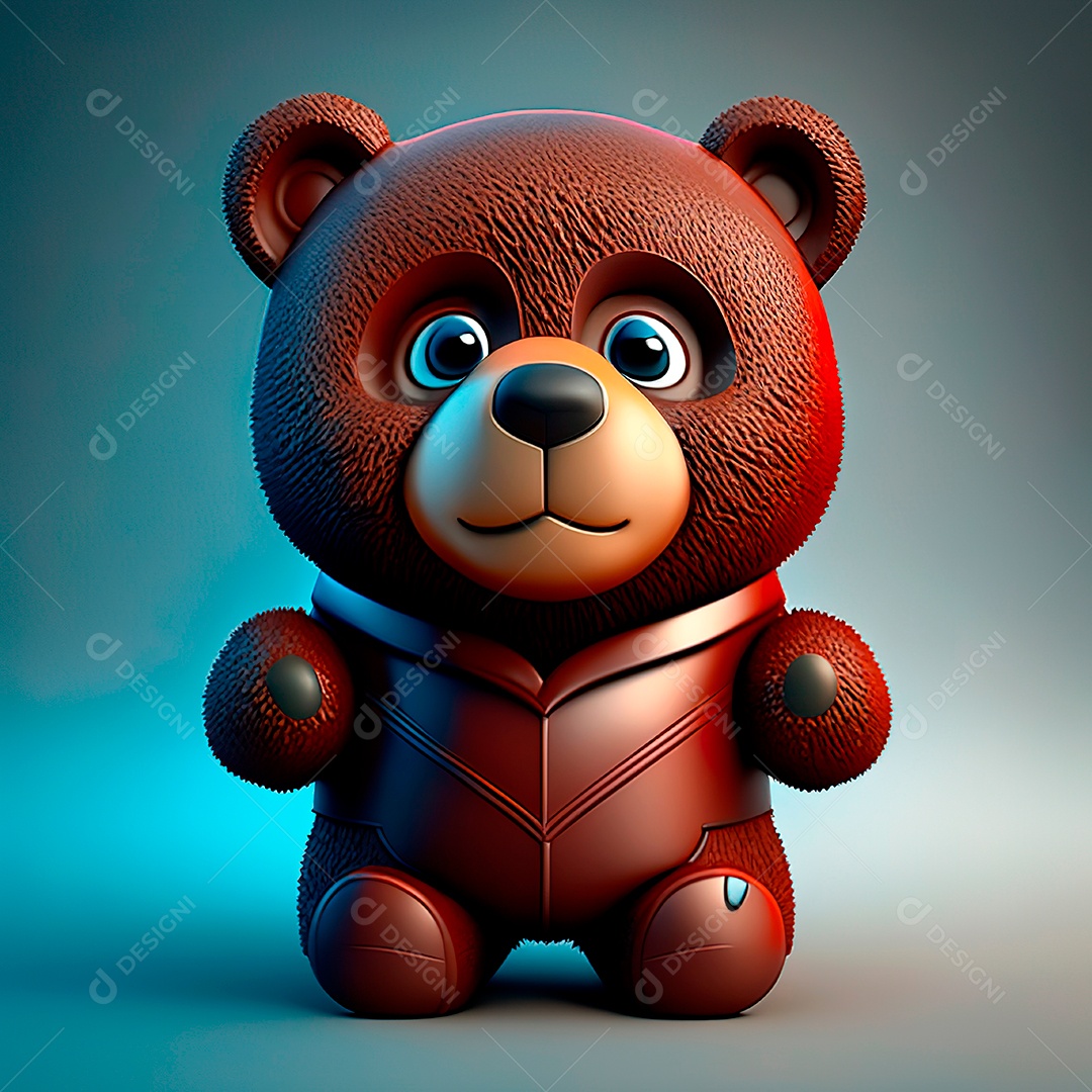 Mascote urso 3D sobre fundo isolado.
