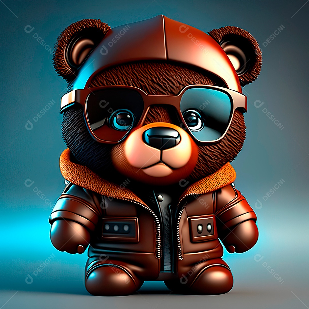 Mascote urso 3D sobre fundo isolado.