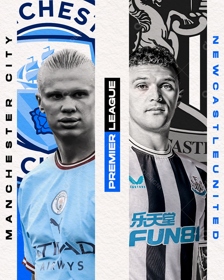 Futebol Manchester City X Newgastleuited Social Media PSD Editável