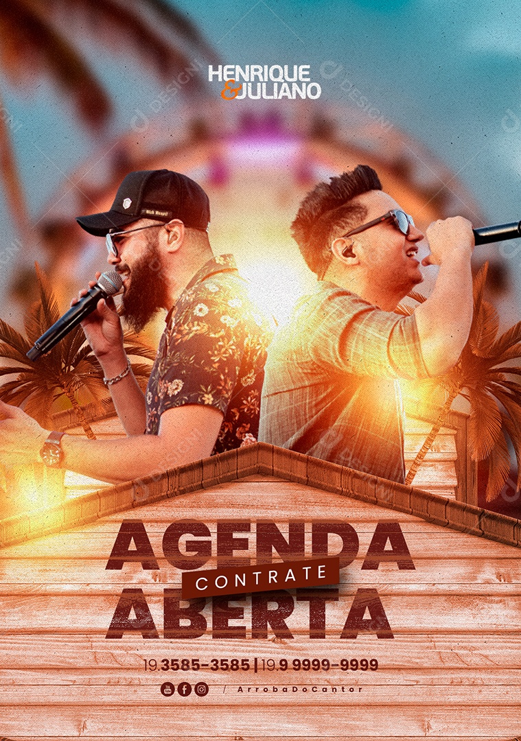 Agenda Aberta Contrate Flyer Henrique & Juliano Social Media PSD Editável