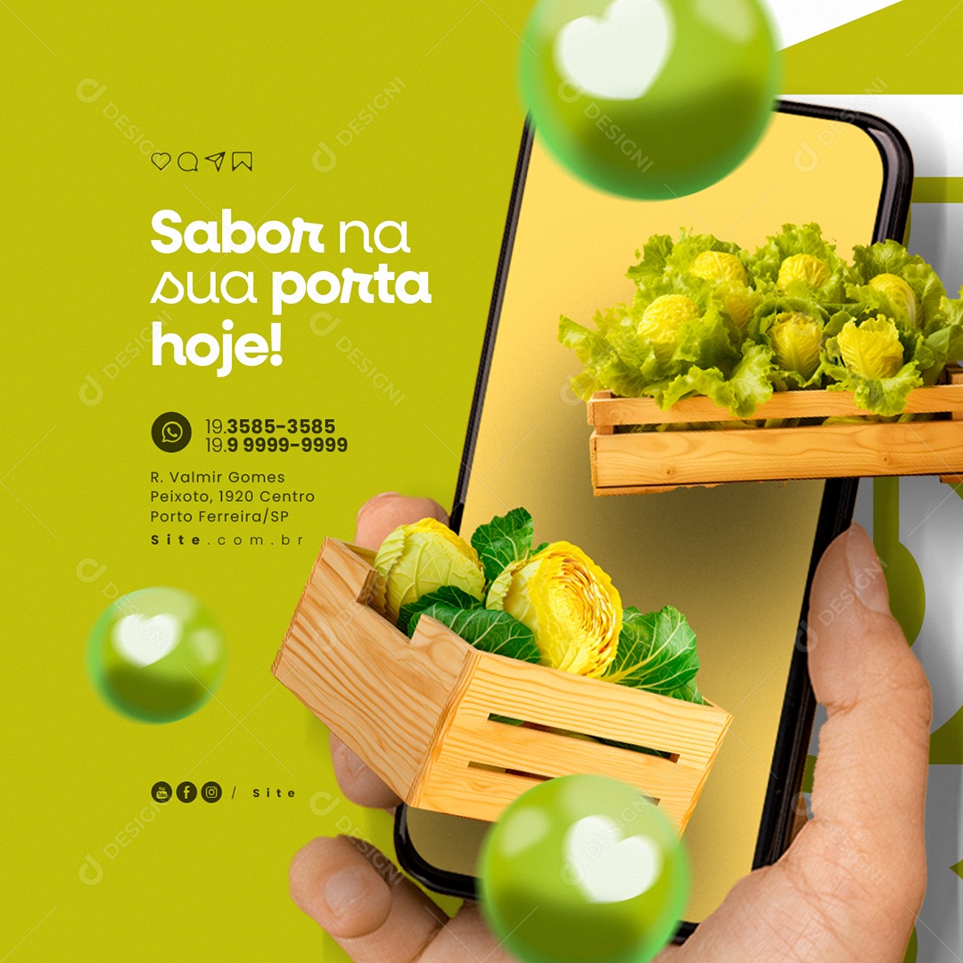 Delivery Sabor para Sua para Hoje Hortifruti Social Media PSD Editável