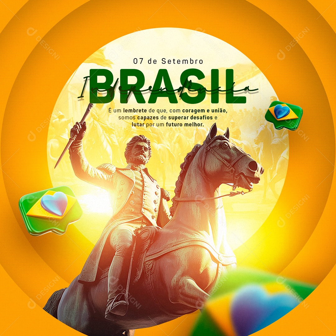 Dia Da Independência do Brasil 7 de Setembro Social Media PSD Editável