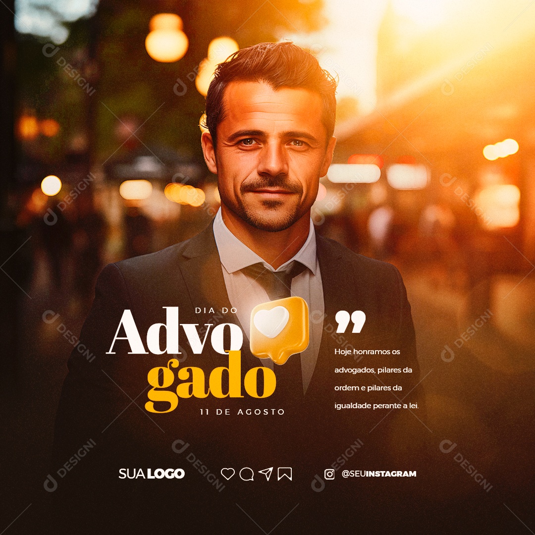 Dia Do Advogado Hoje Honramos os Pilares da Ordem e Pilares Social Media PSD Editável