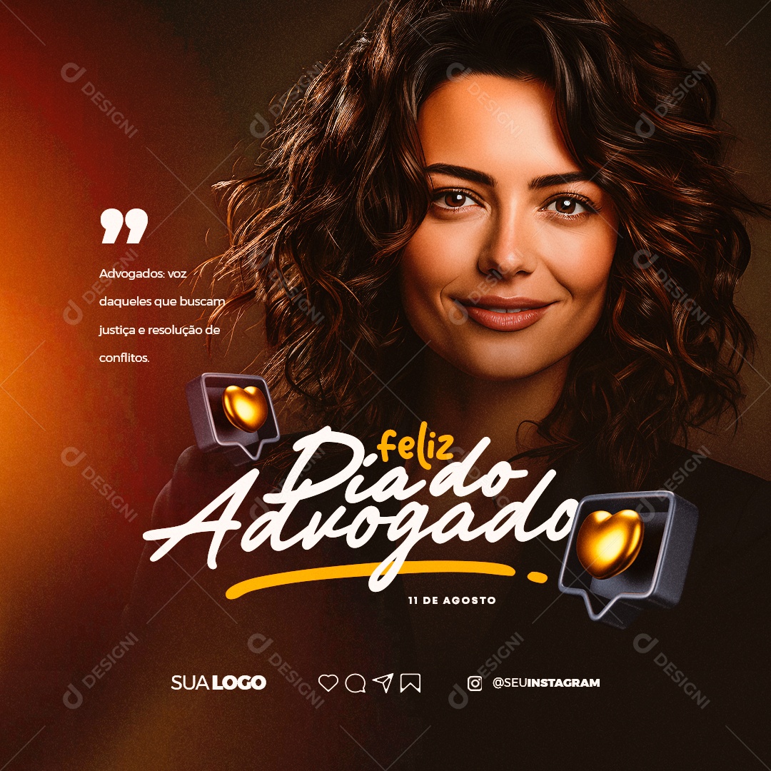 Feliz Dia Do Advogado Voz Daqueles que Buscam Justiça Social Media PSD Editável