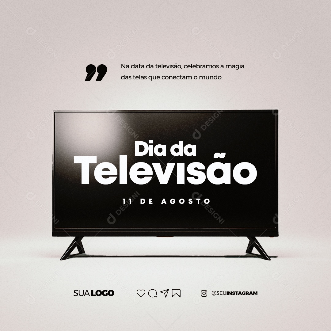 Dia da Televisão 11 de Agosto Social Media PSD Editável