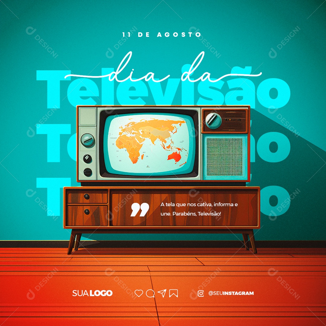 Dia da Televisão A Tela que Nos Cativa Informa Social Media PSD Editável