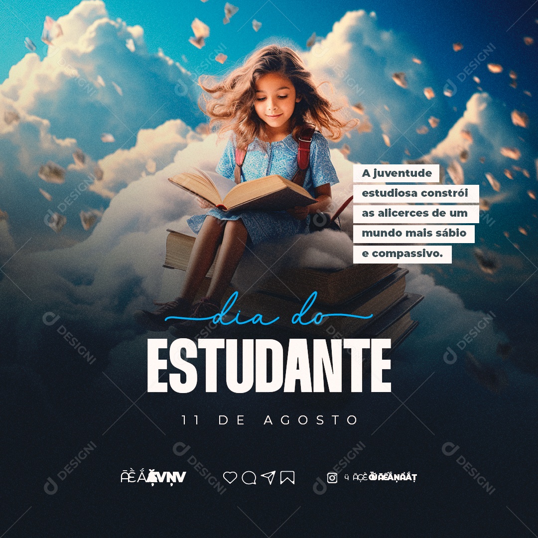 Dia Do Estudante A Juventude Estudiosa Constrói as Alicerces de um Mundo mais Sábio Social Media PSD Editável