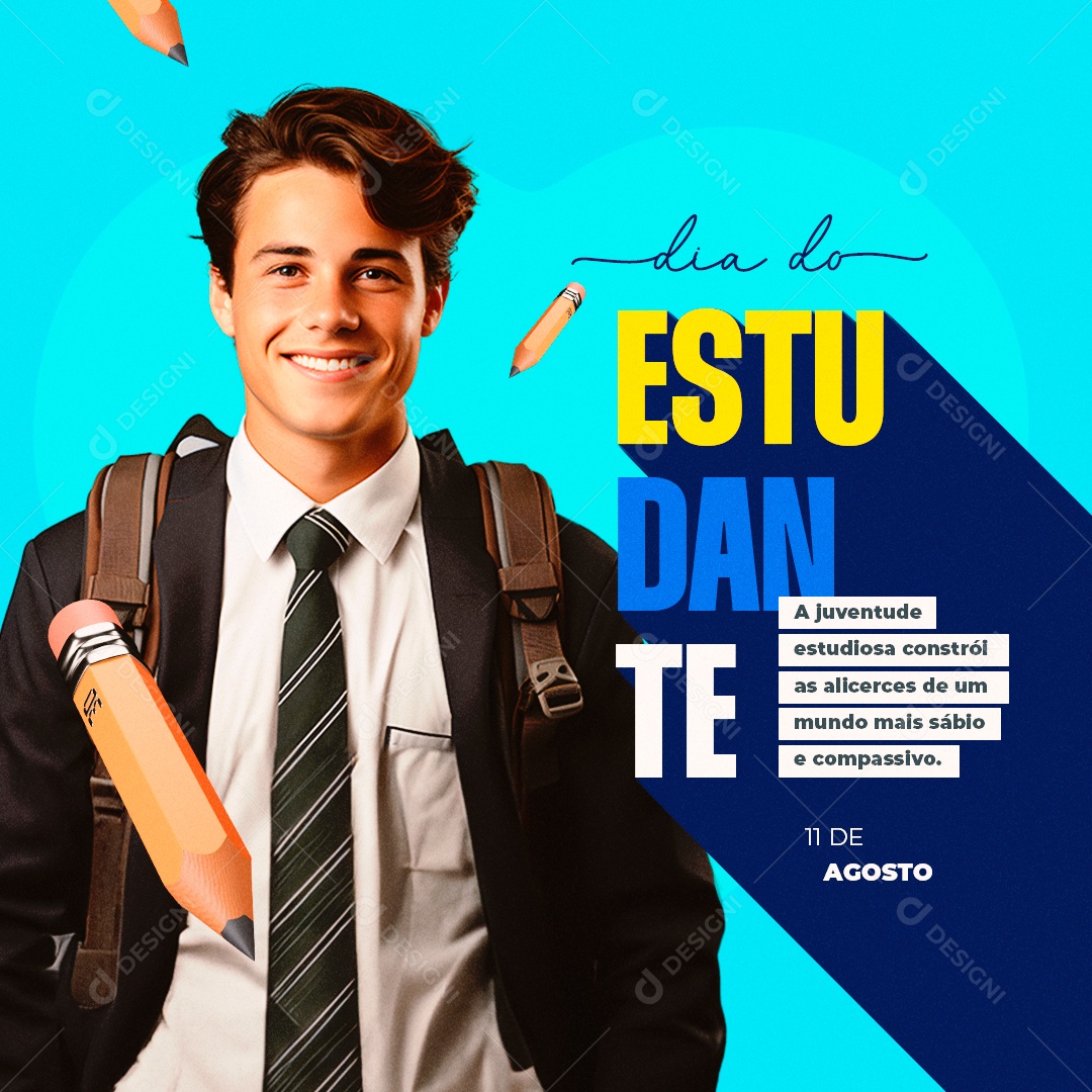 Dia Do Estudante 11 de Agosto Social Media PSD Editável