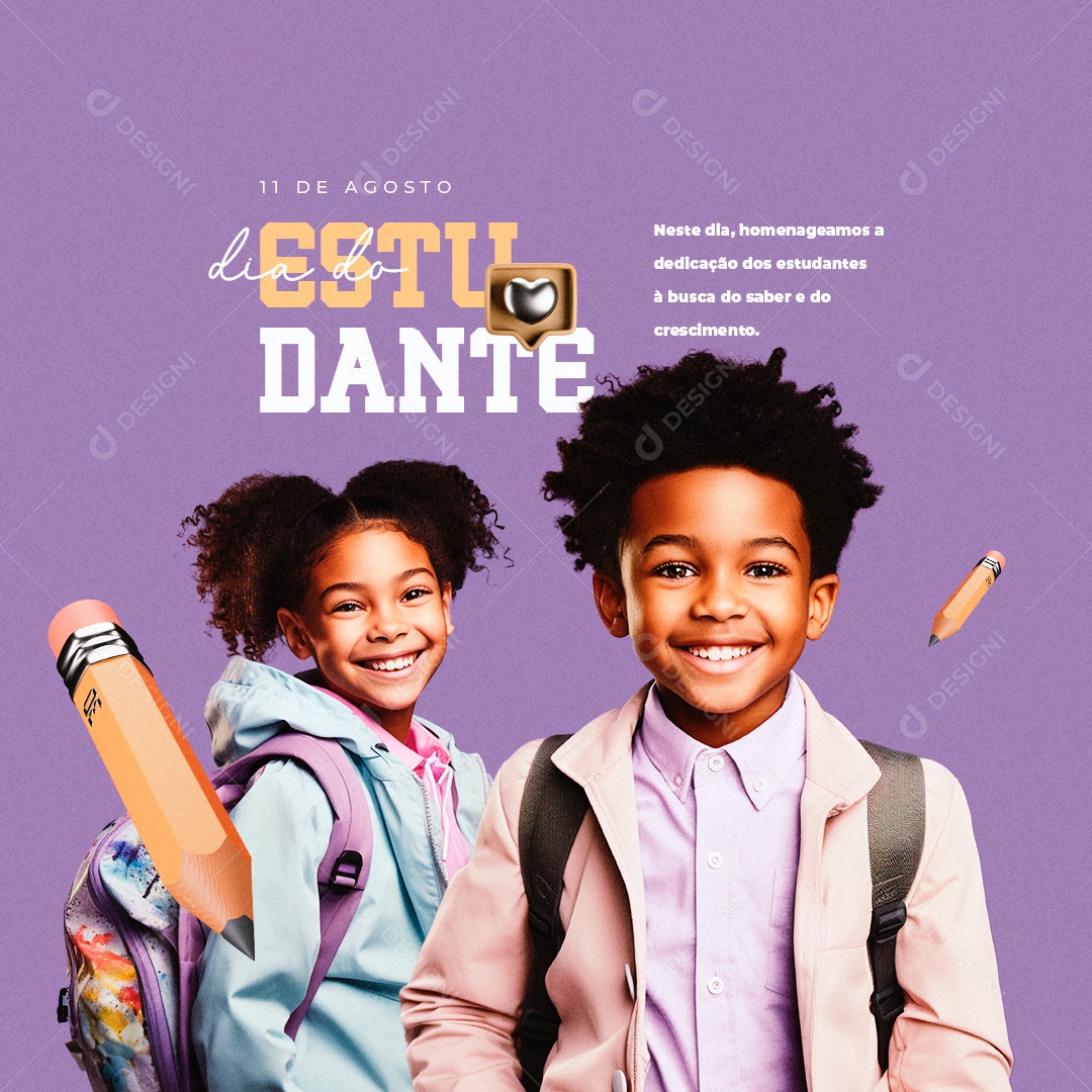 Dia Do Estudante Homenageamos a Dedicação dos Estudantes Social Media PSD Editável