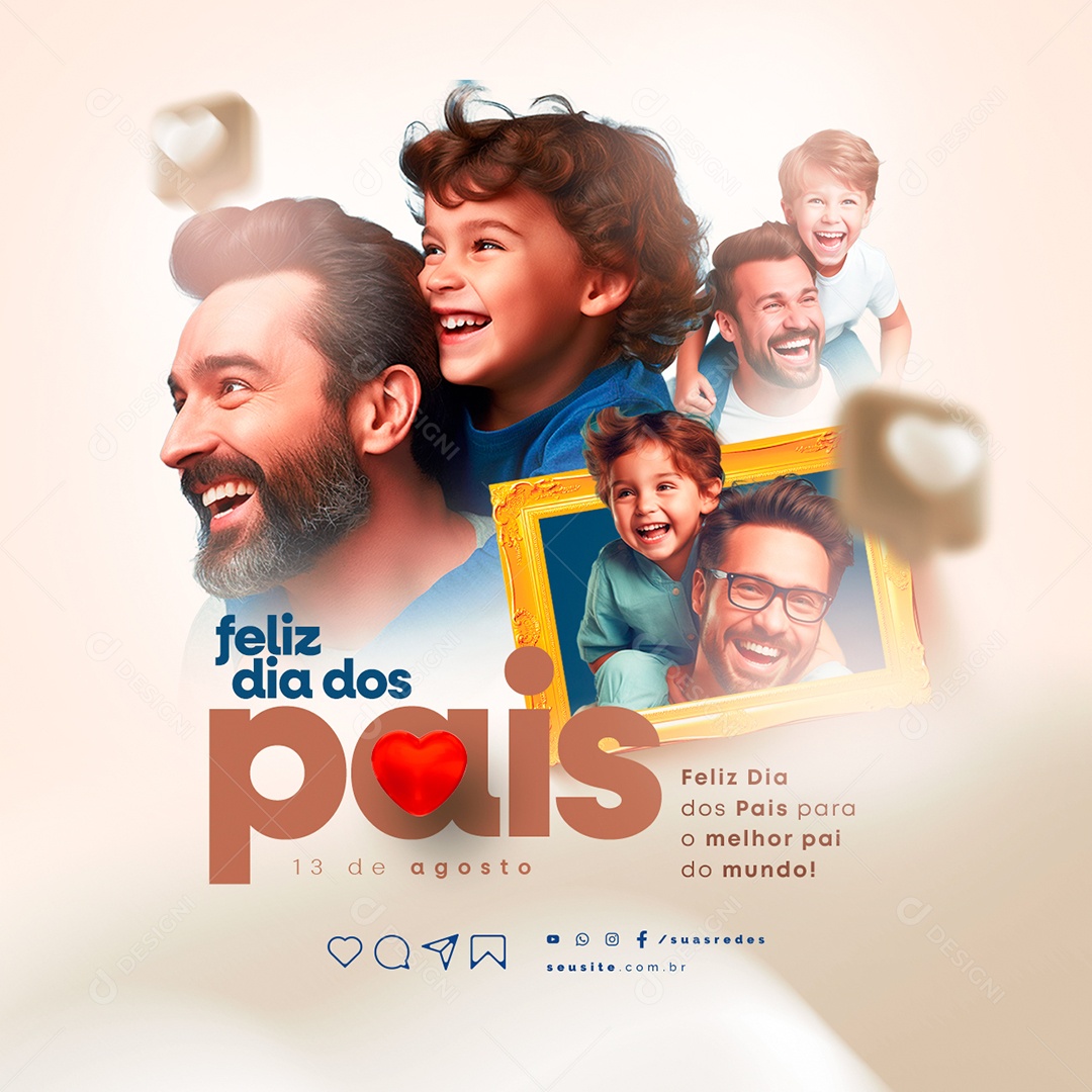 Social Media Feliz Dia dos Pais 13 de Agosto PSD Editável