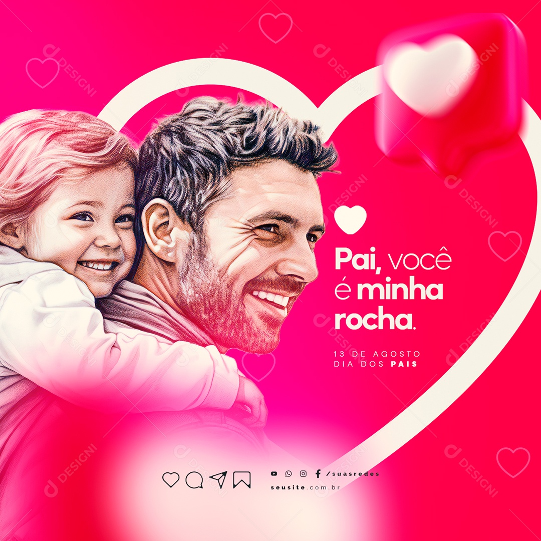 Dia dos Pais Pai Você é Minha Rocha Social Media PSD Editável