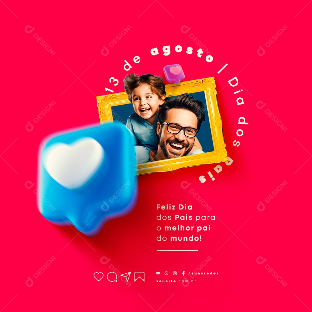 Feliz Dia dos Pais para o Melhor Pai do Mundo Social Media PSD Editável