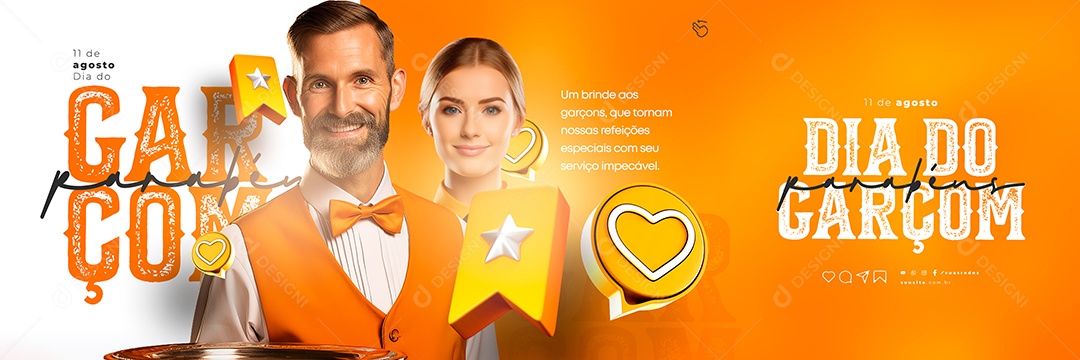 Carrossel Dia Do Garçom Um Brinde aos Garçons Social Media PSD Editável