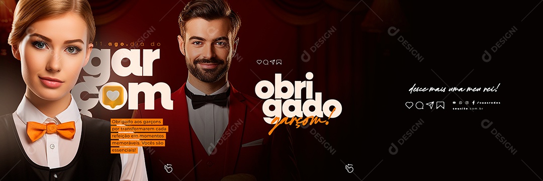 Carrossel Dia Do Garçom Desce Mais uma Meu Rei Social Media PSD Editável