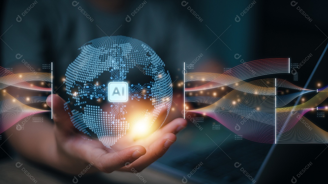 IA, Inteligência Artificial, robô inteligente de tecnologia AI