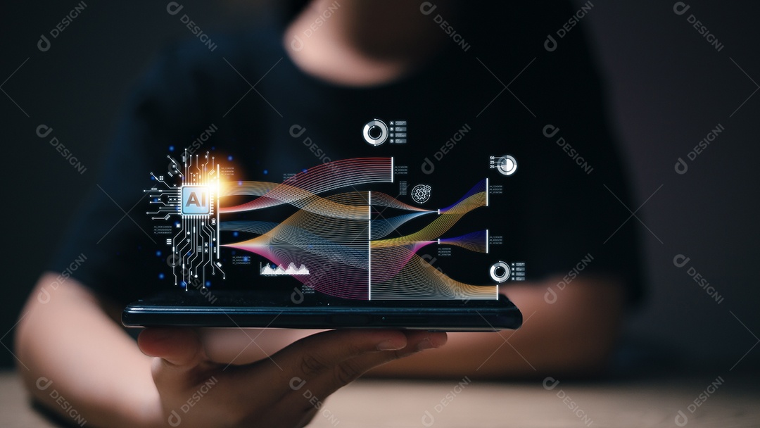 inteligência artificial para gerar algo, transformação de tecnologia futurista, Chatbot, assistente, secretária.