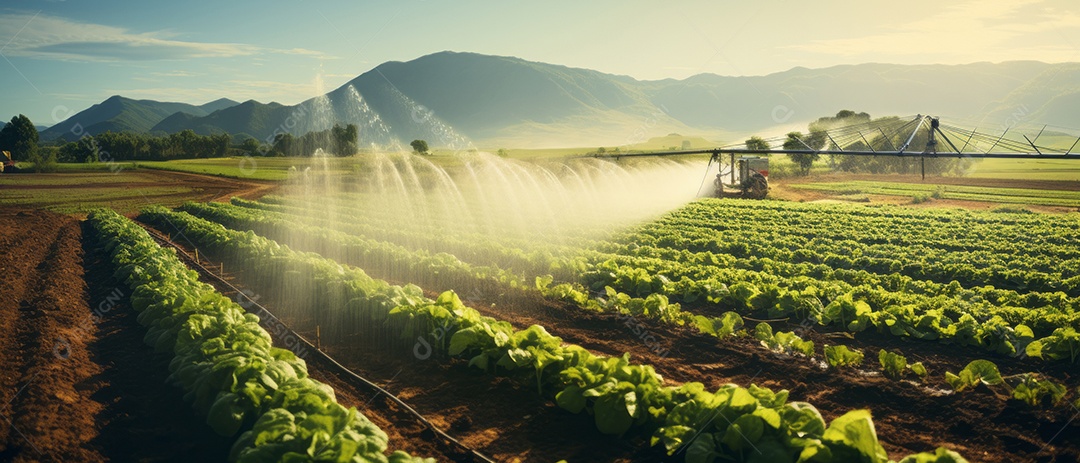 Pulverização de água agrícola.