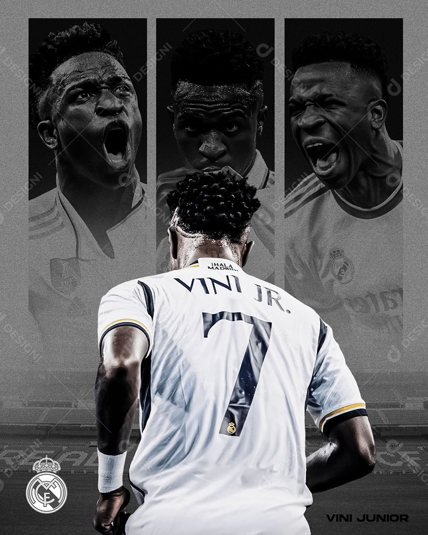 Social Media Flyer Futebol Vini Junior Real Madrid PSD Editável