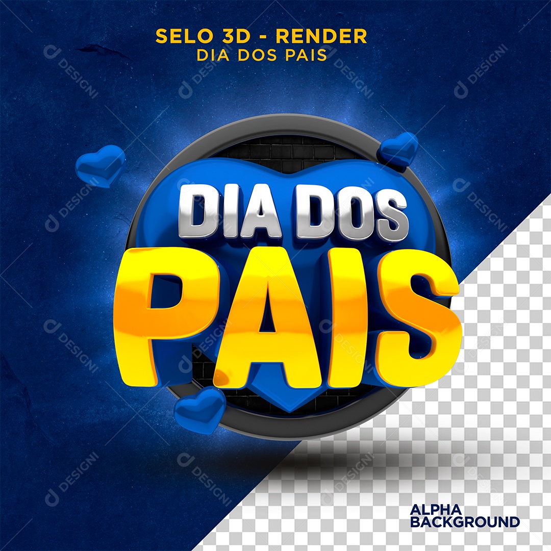 Dia dos Pais Selo 3D para Composição PSD