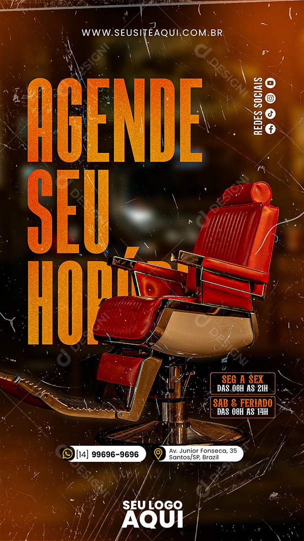 Social Media Story Agende Seu Horário Barbearia PSD Editável