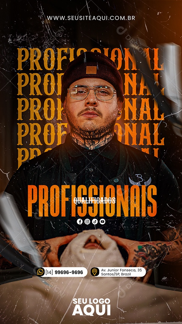 Story Barbearia Profissionais Qualificados Social Media PSD Editável