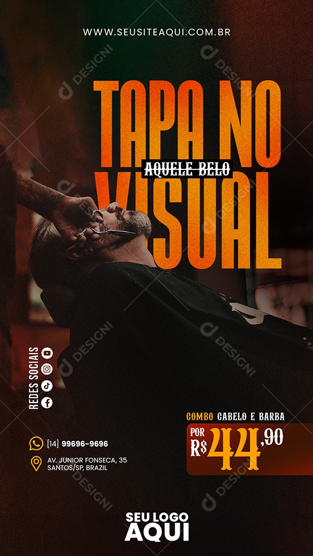 Story Tapa No visual Barbearia Social Media PSD Editável
