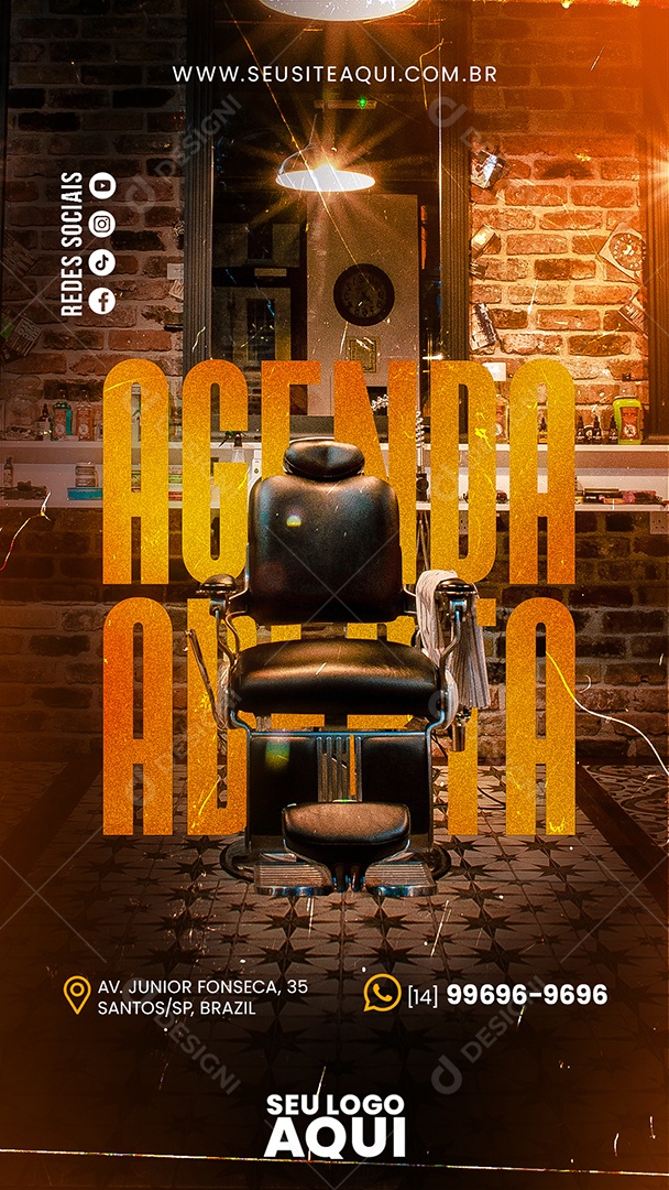 Story Open Agenda Barber Shop Social Media PSD Editable