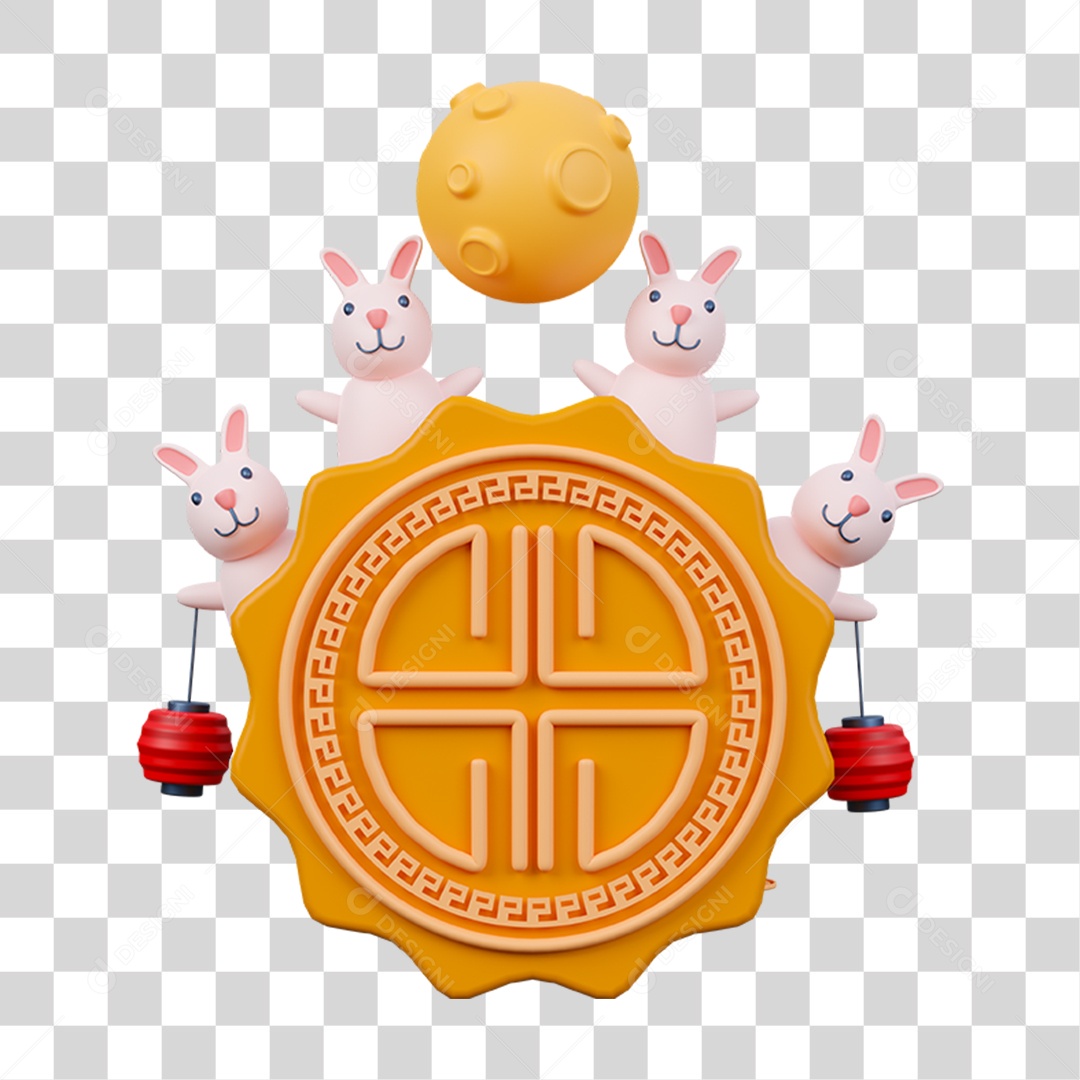 Elemento 3D Moonfest Festival da Lua PNG Transparente