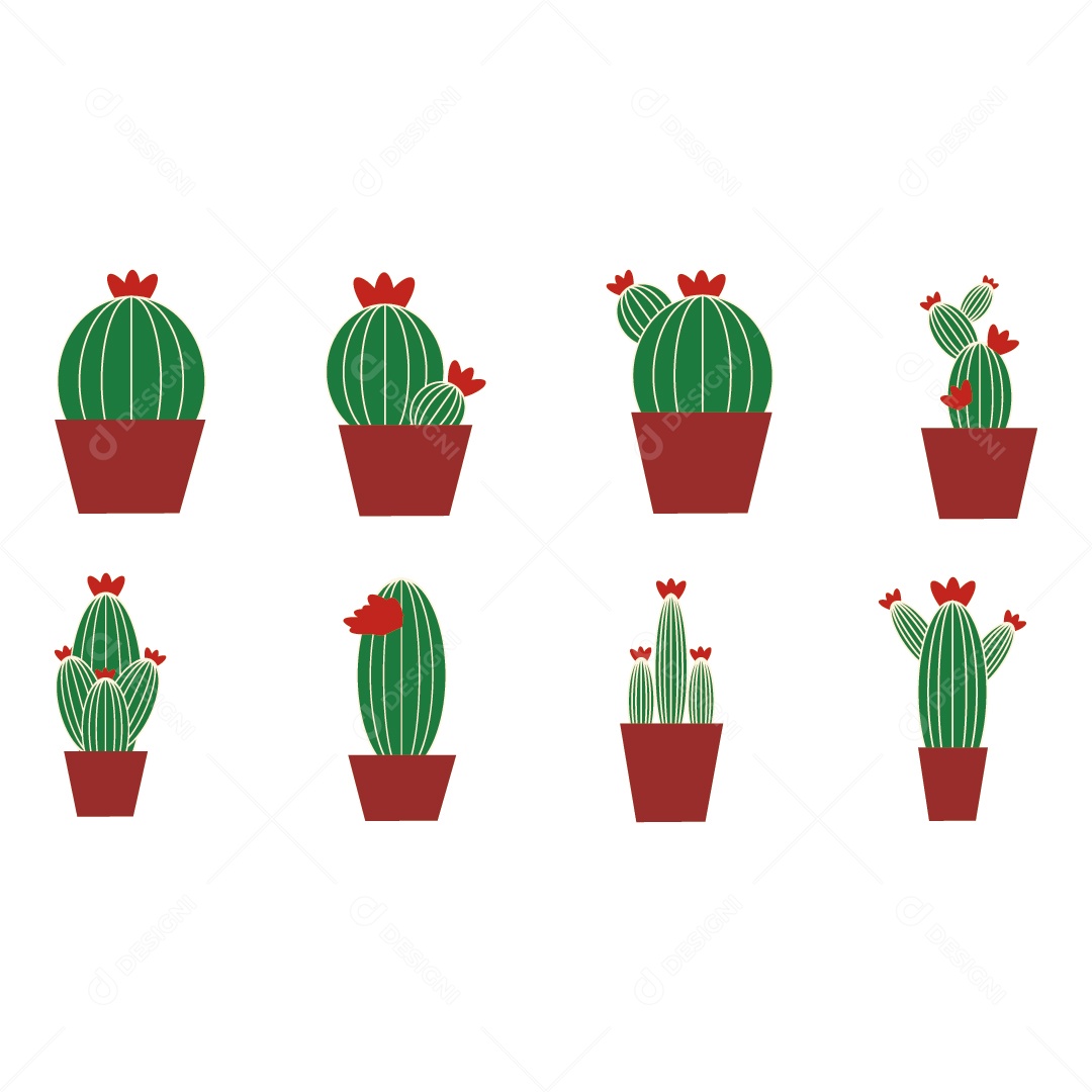 Conjunto de Cactos Vetor EPS